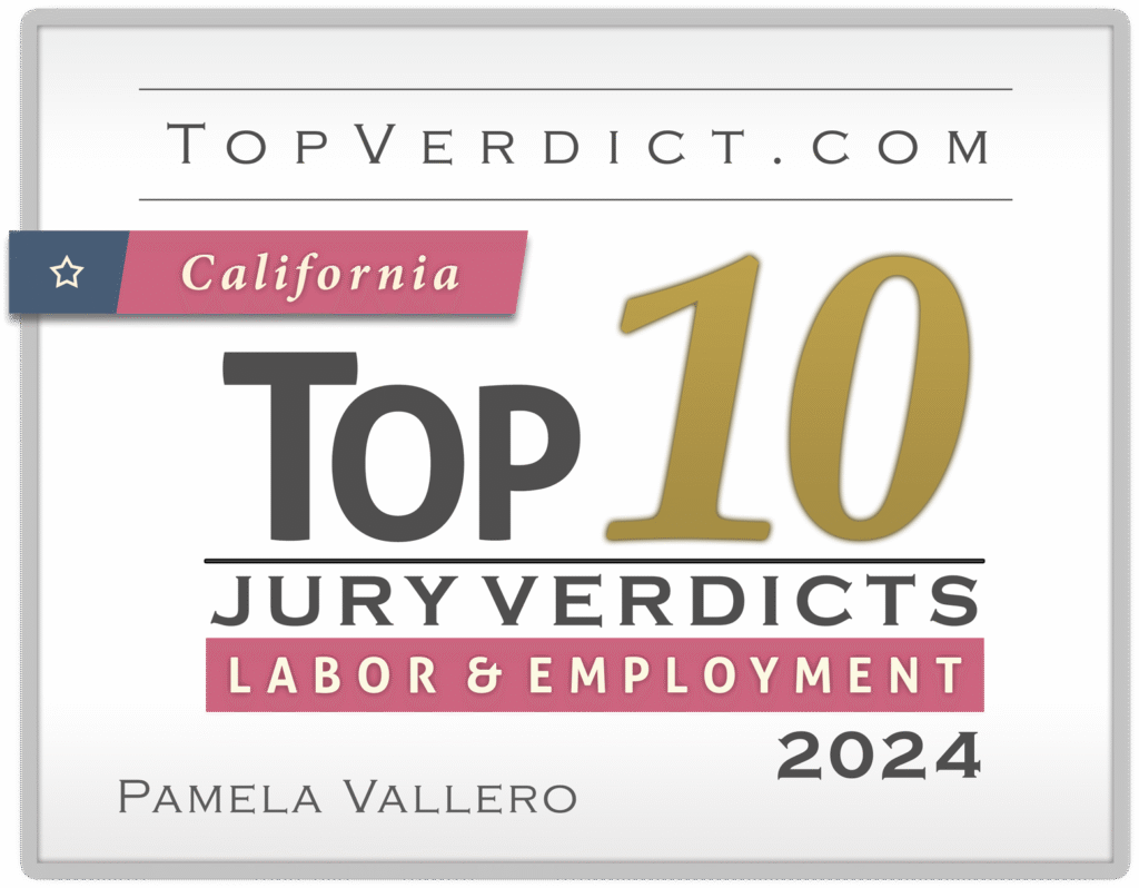 Attorney Badge for Pamela Vallero showing Top 10 Jury Verdicts in California for Labor & Employment in 2024